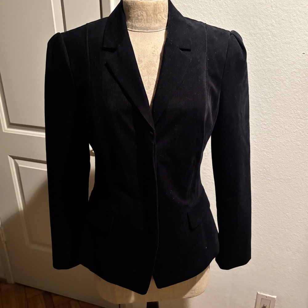 Theory Black Hidden Button Custom Cut Evening Jac… - image 2